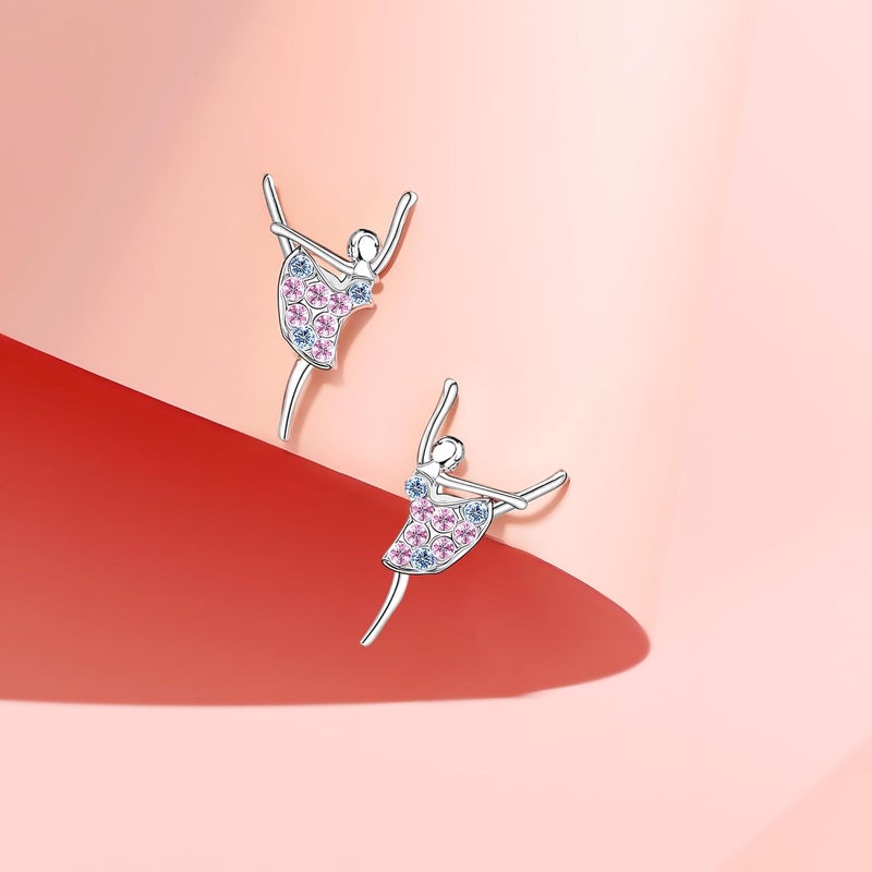 Sereney Sterling Silver Earrings for Girls, Gymnastics Earrings as Gymnastics Gifts for Girls, Drop Rainbow Dance Earring as Dance Gifts Dancer Jewelry for Her Granddaughter Daughter Nephew - Image 3